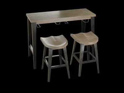 Dining Table Set-04 Low-poly 3D model