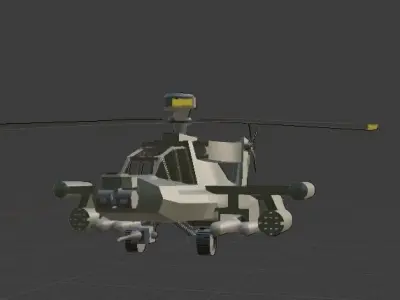 Ah-64 With Ringing animation Low-poly 3D model