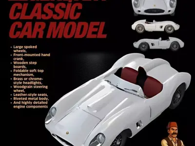 Classic Car 3D Model with Historic Precision 3D print model