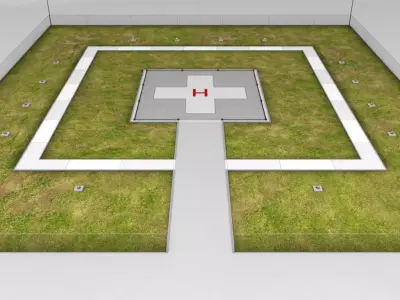 Helipad square ground 3D model