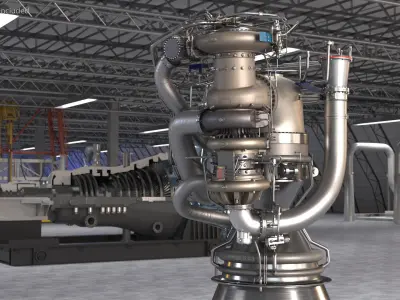 BE-4 Rocket Engine 3D model