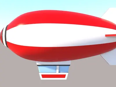 Low-poly zeppelin airship flying in sky Low-poly 3D model