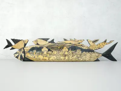 Hand Carved Mexican Folk Art Fish 3D model