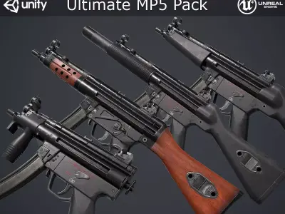 Ultimate MP5 Pack Low-poly 3D model