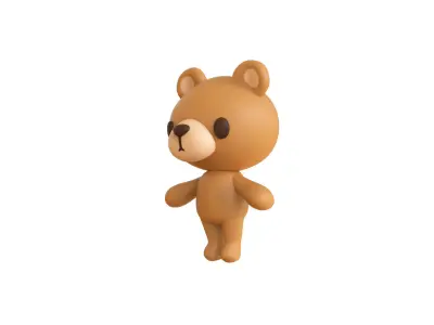 Little animal cute - Cartoon Bear - Character 001 Low-poly 3D model