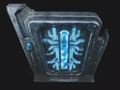 Sci-Fi Futuristic Door with Energy Core Low-poly 3D model