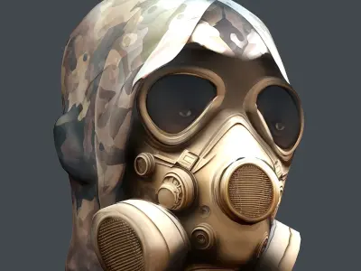 Gas mask helmet 3d model military combat Low-poly Low-poly 3D model