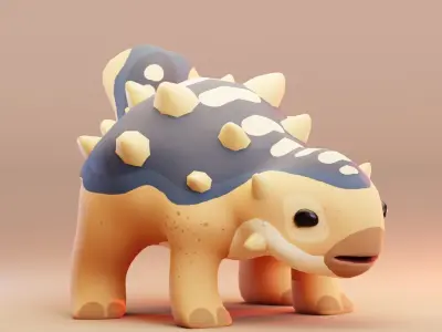 3D Cute Cartoon Ankylosaurus Low-poly 3D model