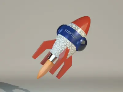 Startup rocket low poly  Low-poly 3D model