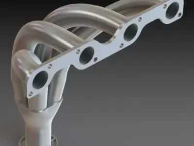 Exhaust Mainfold 4 to 1 Small 4 in line engine Free 3D model