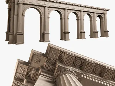 Arch Doric Mutulary column with pedestal on Vignola 3D model