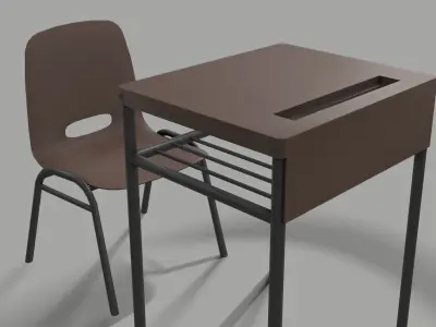 school desk and chair Free low-poly 3D model