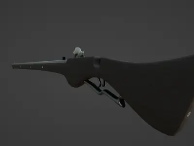 1550 Wheel Lock Long Rifle Low-poly 3D model