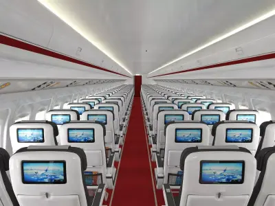 Airplane cabin 109 Seats 3D model