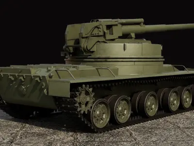 Object 327  Puck self-propelled artillery low-poly rigged Low-poly 3D model