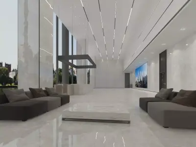 Lobby with Lounge and Elevator Hall 3D model
