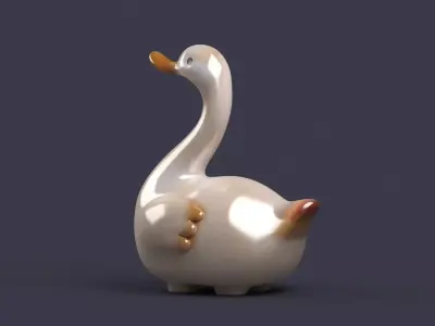 swan birds art sculptures beak sky flying sparrow 3D model