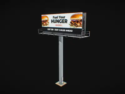 Billboard Fast Food 3D Model Low-poly 3D model