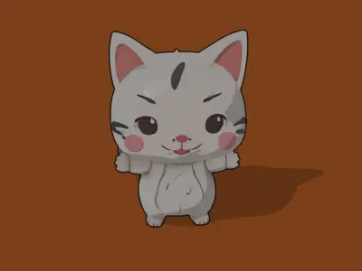 Cute cartoon cat Free low-poly 3D model