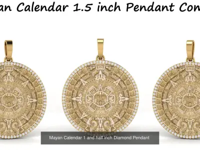 Mayan Calendar Diamond Pendant Combination of 4 3D Model Collection