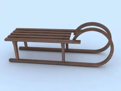 Sled 3d model wooden 3D model
