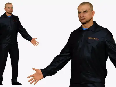 001296 man in security black suit low poly Low-poly 3D model