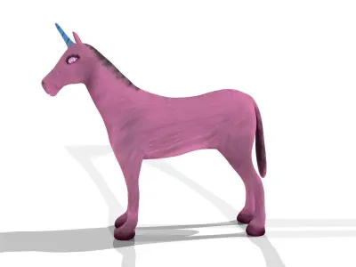 horse unicorn rig and walk cycle animation Low-poly 3D model