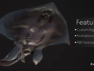 Stingray lowpoly underwater creatures  ocean monster fish - 2 Low-poly 3D model