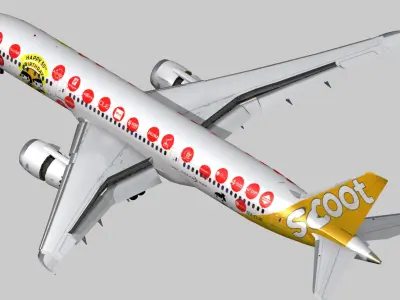 Boeing 787-9 FlyScoot Maju-Lah 9VOJE Low-poly 3D model