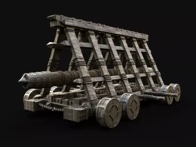  BATTERING RAM SIEGE ENGINE MEDIEVAL WAR MACHINE BATTLE Low-poly 3D model