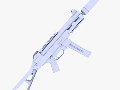 UMP 45 Submachine Gun Supressed 2 Low-poly 3D model
