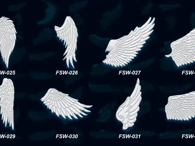 55 stylized wing 3d model and alpha 3D model