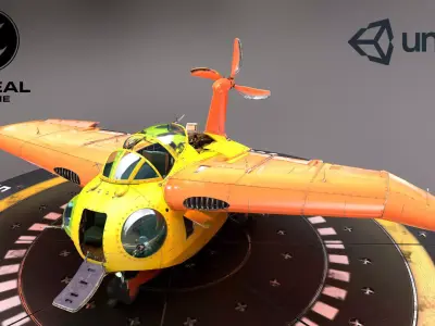 FALCO flying boat Low-poly 3D model