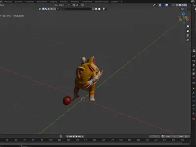 Cute Cartoon Cat Playing Free 3D model