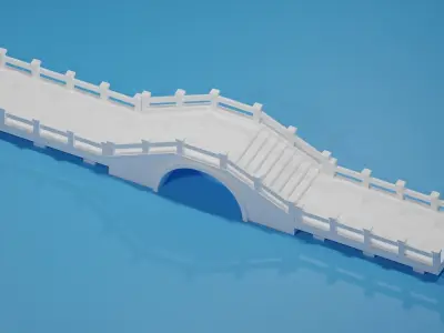 Cartoon Chinese Stone Bridge Low-poly 3D model