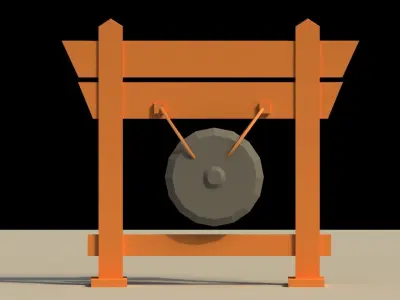 Low Poly Japanese Gong Low-poly 3D model