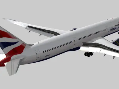 Boeing 787-9 British airways livery Low-poly 3D model