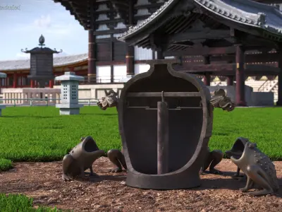 Ancient Chinese Seismograph Cutaway View 3D model