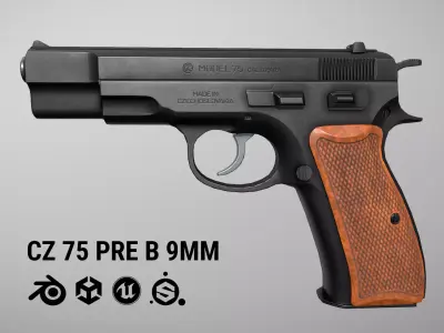 CZ 75 Pre B 9 mm Low-poly 3D model