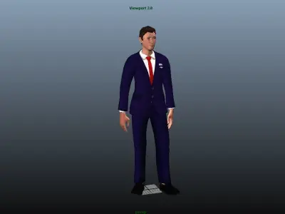 Airhostess male - Animated Low-poly 3D model