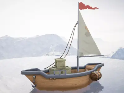 Sailboat Hand-Painted Low-poly 3D model