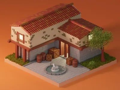 Low-poly antic Rome installation Low-poly 3D model