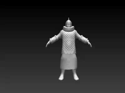Medieval soldier from the east Low-poly 3D model