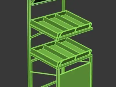 Stall model wooden shelf with two compartments Low-poly 3D model