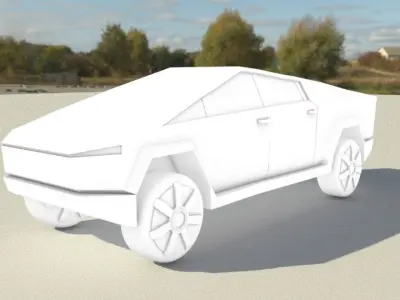 CyberTruck futuristic electric vehicle Low-poly 3D model
