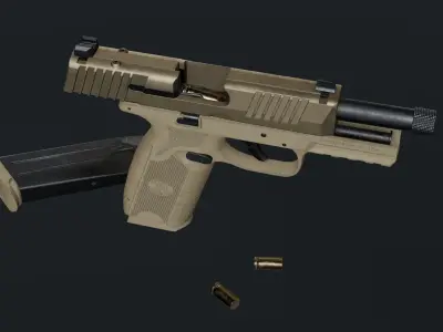 FN509 Tactical Pistol with 17 round 9mm Mag 3D model
