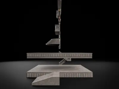 MODULAR BUILDING WITH INTERIOR KITBASH 04 Low-poly 3D model