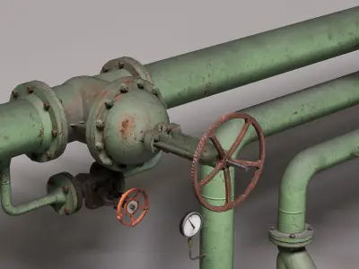 Industrial pipes-valves 3D model