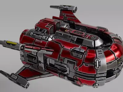 Scifi Spaceship RED Low-poly 3D model