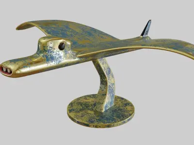 Desk Antique Or Accessories Like A Bird And Plane 3D model